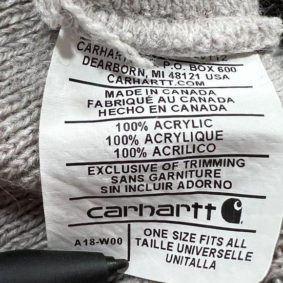 Carhartt Knit Cuffed Beanie Hat Light Gray A18 Watch Classic Canada Made - Picture 4 of 4